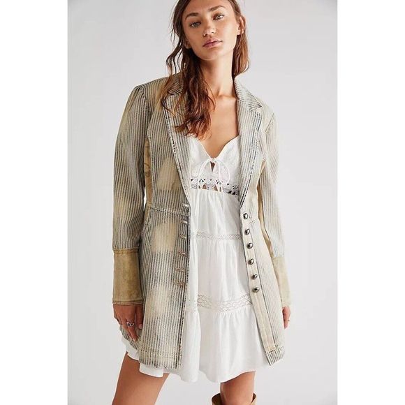 Free People Jackets & Blazers - NWT WE THE FREE PEOPLE Sz XS BLUES TOWN RAILROAD JACKET In INDIGO RAILROAD